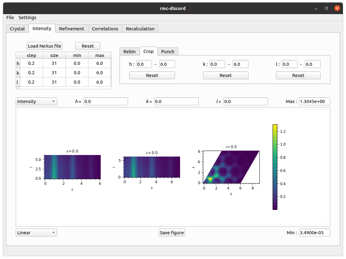 Kagome GUI intensity tab