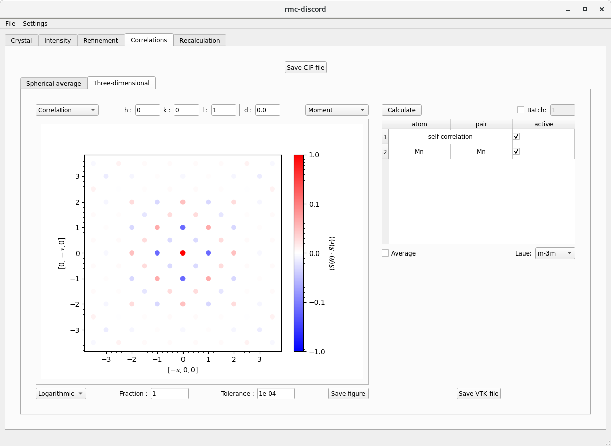 MnO GUI correlations tab