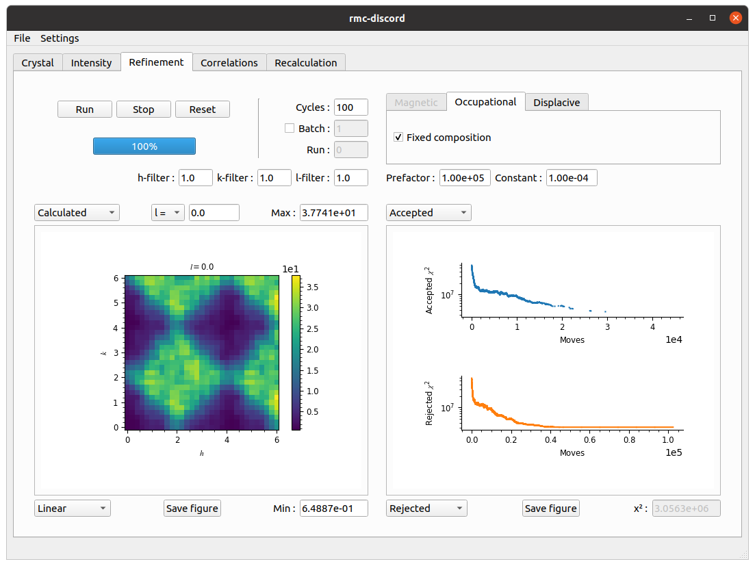 Pyrochlore GUI refinement tab