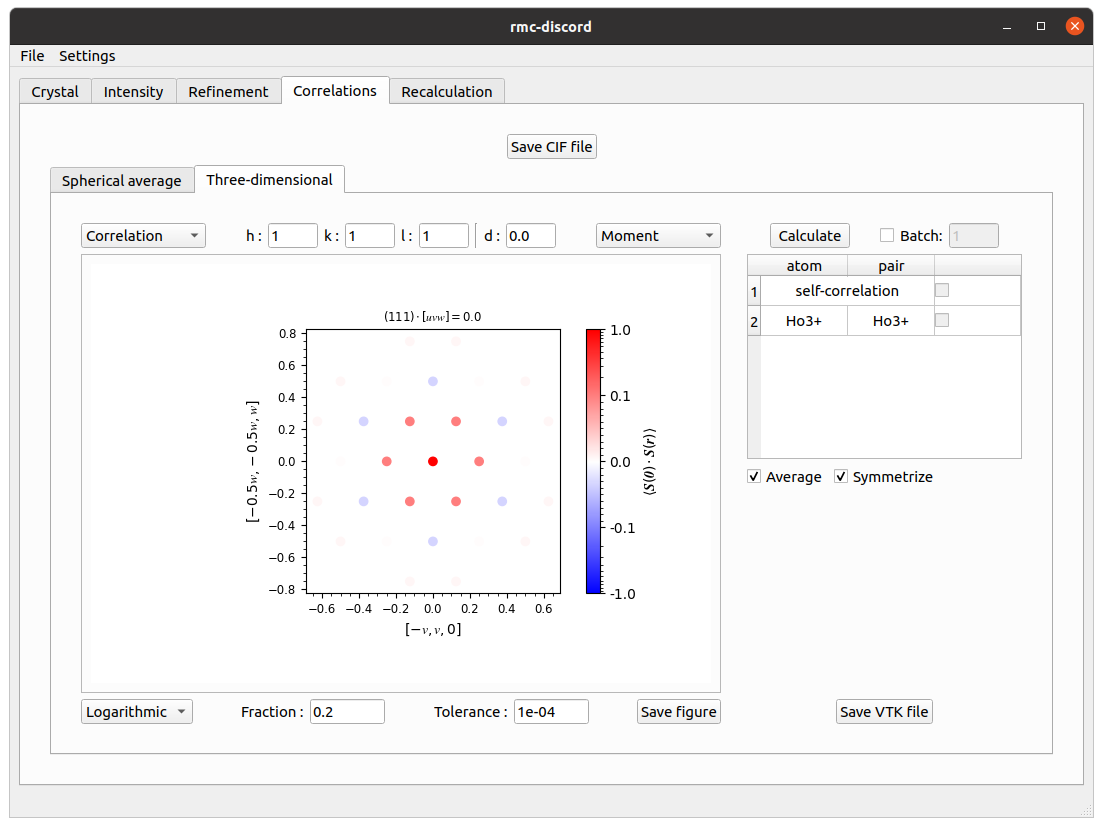 Pyrochlore GUI correlations tab